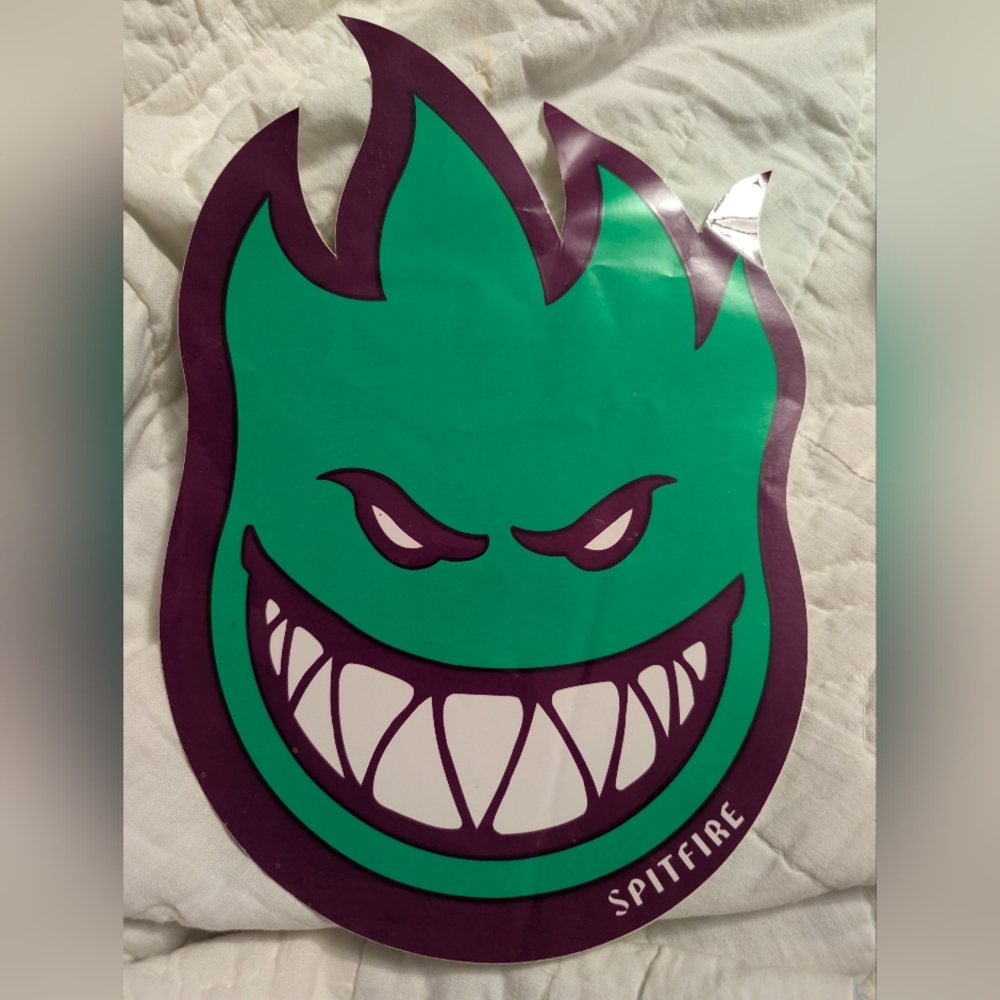 📣5 for $20📣 Spitfire Green and Purple Flame Emblem Skateboard Sticker